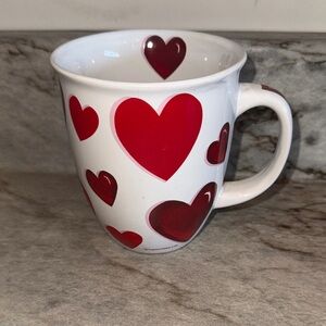 Heart Patterned Mug - Red and White